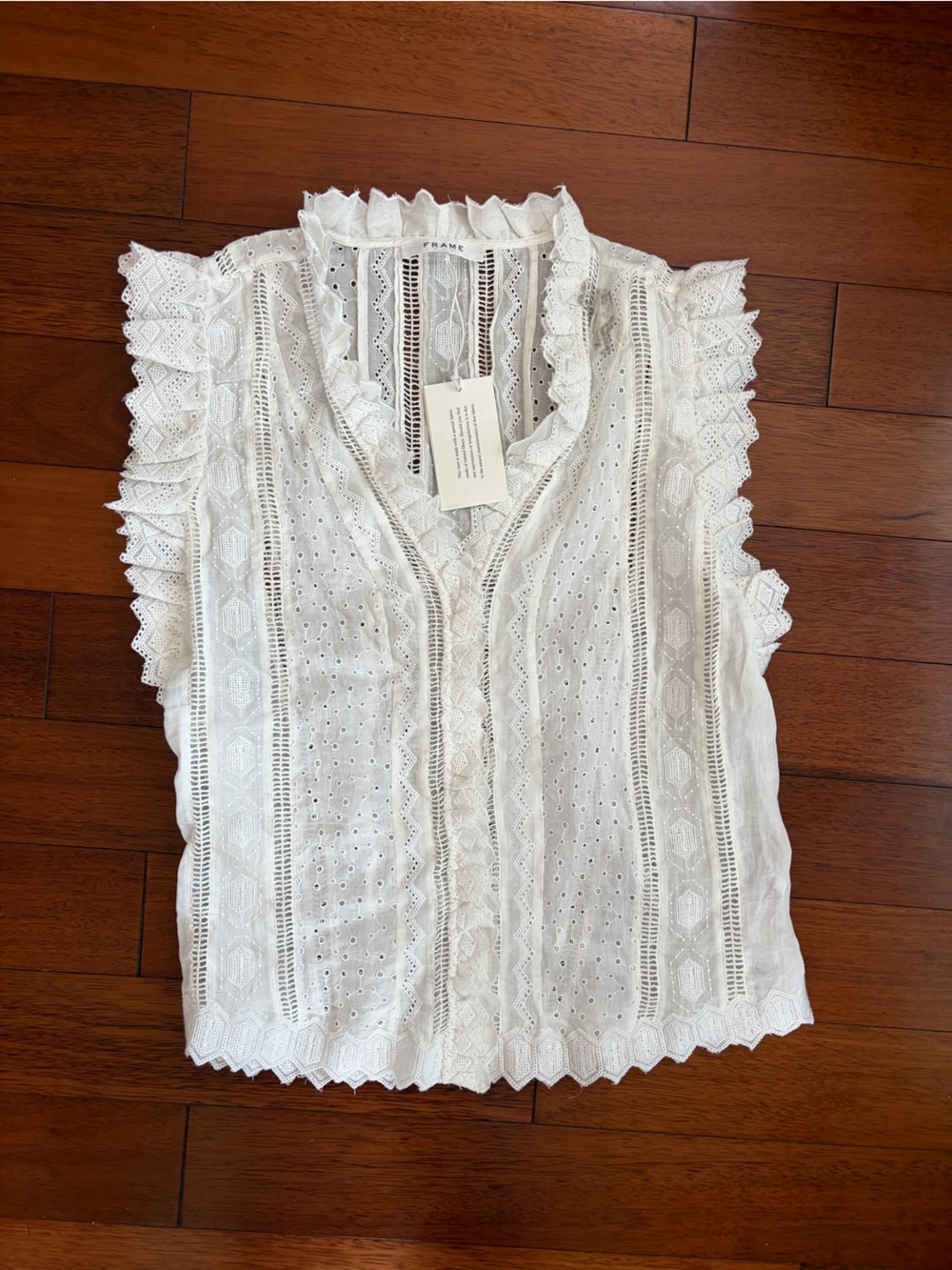 Frame Denim White Eyelet Lace Blouse